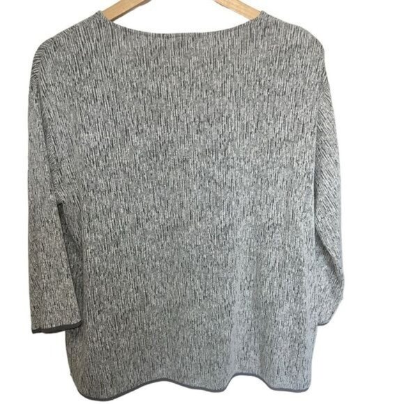 Pure Jill Womens Abstract Pattern 3/4 Sleeve Knit Top Gray Size S Lightweight - Picture 2 of 8